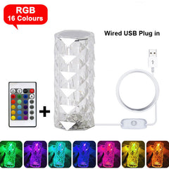 LED Rose Crystal Diamond Night Light - RGB Color Changing Night Light Lamp