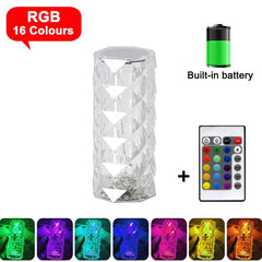 LED Rose Crystal Diamond Night Light - RGB Color Changing Night Light Lamp