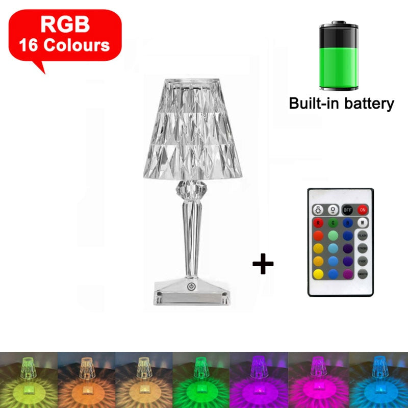 LED Rose Crystal Diamond Night Light - RGB Color Changing Night Light Lamp