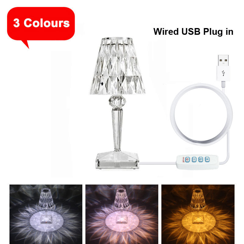 LED Rose Crystal Diamond Night Light - RGB Color Changing Night Light Lamp