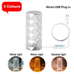 LED Rose Crystal Diamond Night Light - RGB Color Changing Night Light Lamp