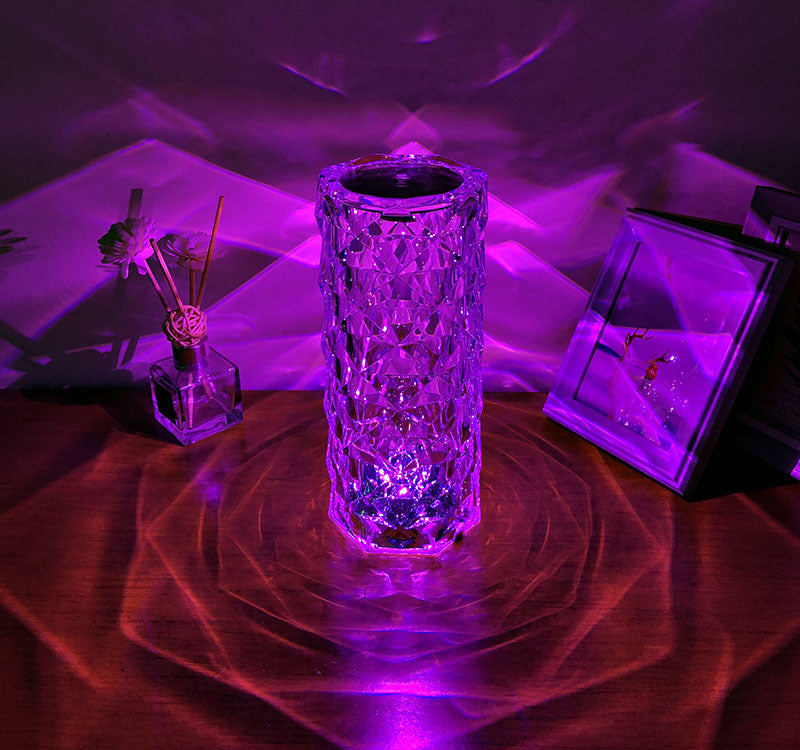 LED Rose Crystal Diamond Night Light - RGB Color Changing Night Light Lamp